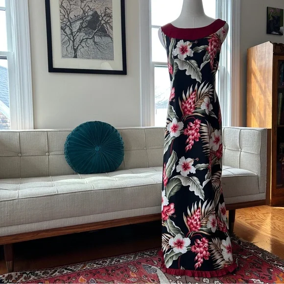 VTG Hawaiian Bark Cloth Maxi - Picture 1 of 6